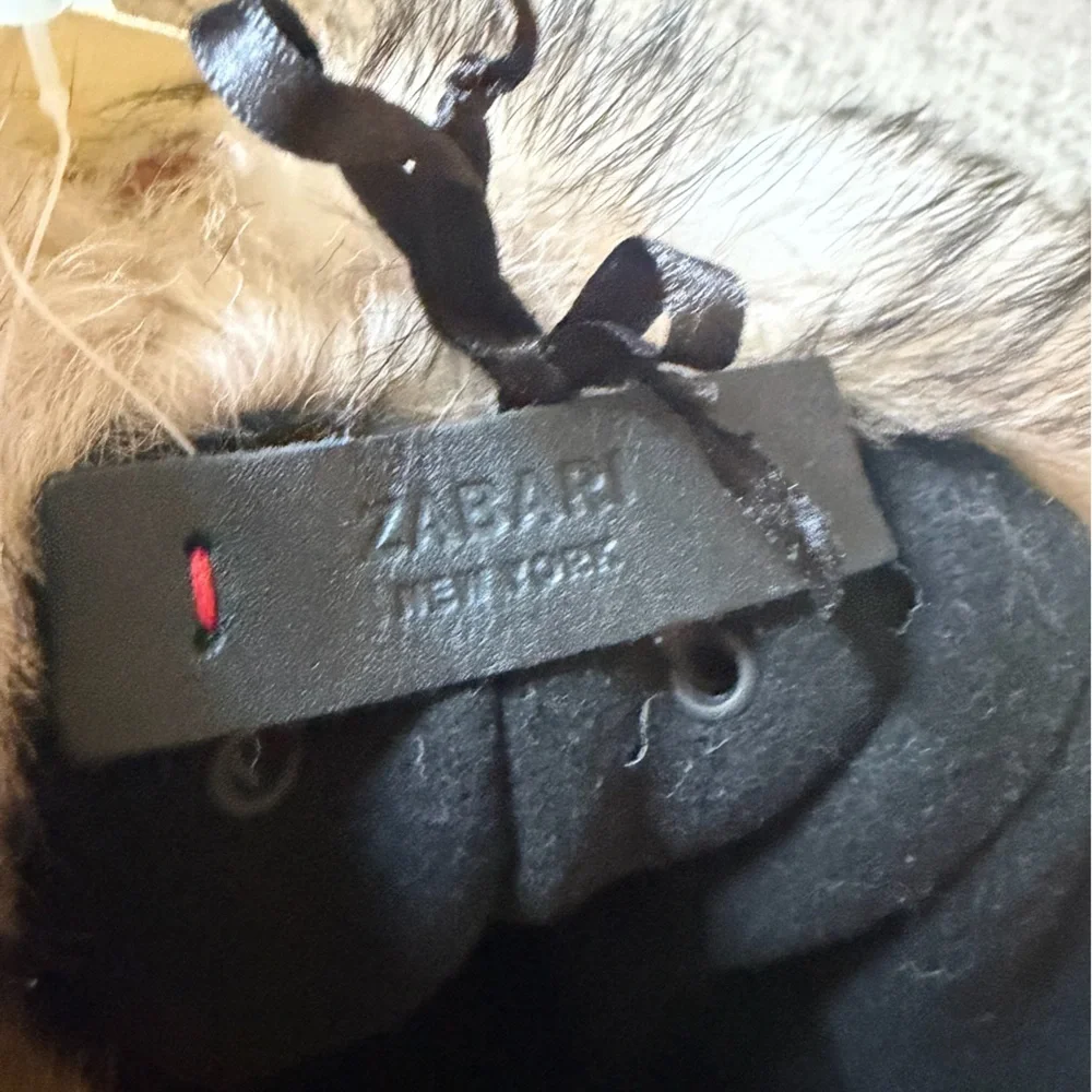 Zabari 100% Genuine Leather Black Trapper Hat with Fur Trim and Ear Flaps NWT